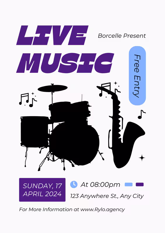 Illustrated ad poster for a live music event